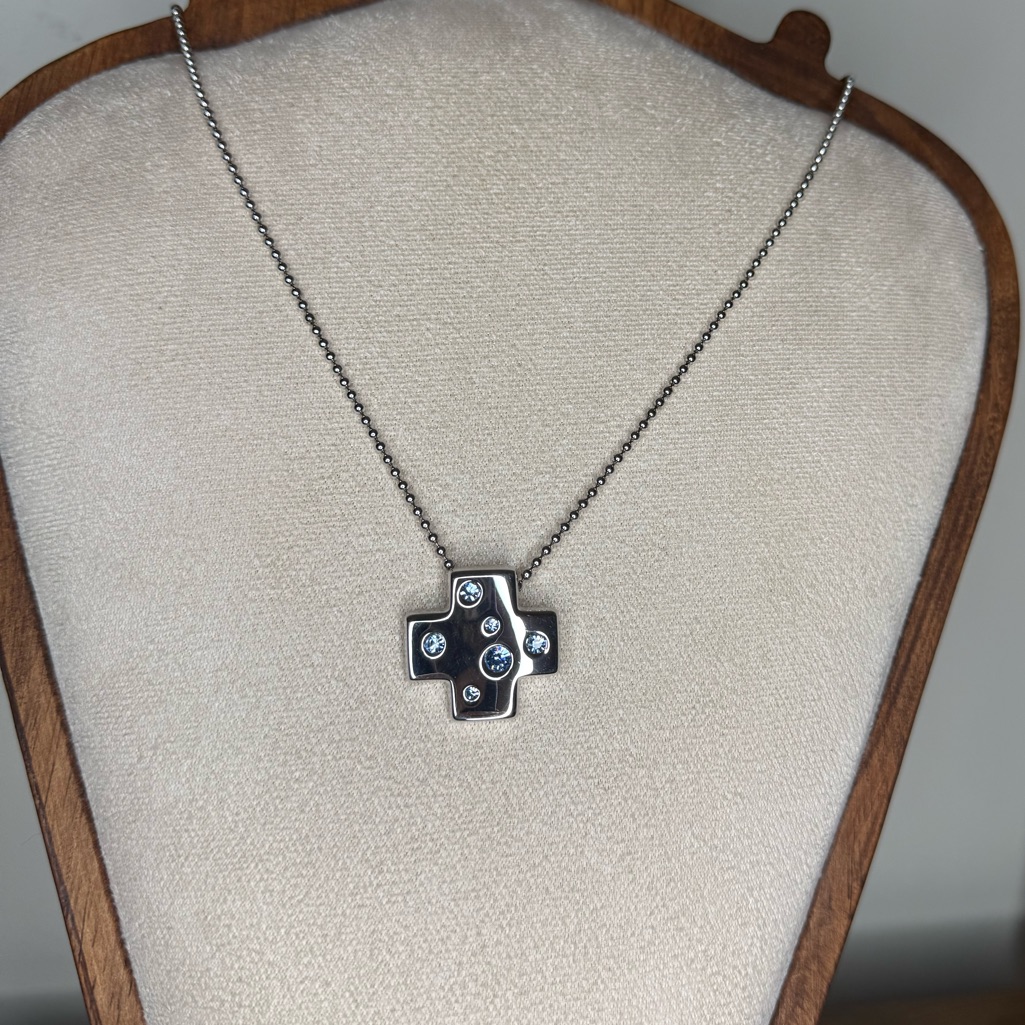 Yves Saint Laurent Vintage Crystal Cross Pendant Necklace 350$
